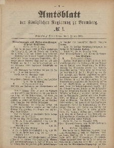 Amtsblatt der Königlichen Preußischen Regierung zu Bromberg, 1. Januar 1886, Nr. 1