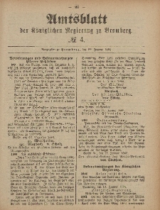 Amtsblatt der Königlichen Preußischen Regierung zu Bromberg, 22. Januar 1886, Nr. 4