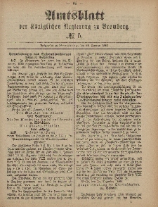 Amtsblatt der Königlichen Preußischen Regierung zu Bromberg, 29. Januar 1886, Nr. 5
