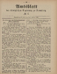 Amtsblatt der Königlichen Preußischen Regierung zu Bromberg, 5. Februar 1886, Nr. 6