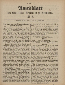 Amtsblatt der Königlichen Preußischen Regierung zu Bromberg, 19. Februar 1886, Nr. 8