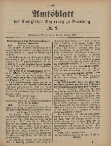 Amtsblatt der Königlichen Preußischen Regierung zu Bromberg, 26. Februar 1886, Nr. 9
