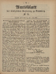 Amtsblatt der Königlichen Preußischen Regierung zu Bromberg, 9. April 1886, Nr. 15