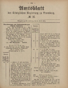Amtsblatt der Königlichen Preußischen Regierung zu Bromberg, 16. April 1886, Nr. 16