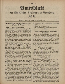 Amtsblatt der Königlichen Preußischen Regierung zu Bromberg, 30. April 1886, Nr. 18