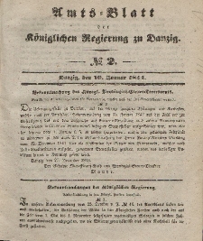 Amts-Blatt der Königlichen Regierung zu Danzig, 10. Januar 1844, Nr. 2