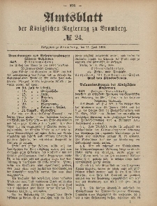 Amtsblatt der Königlichen Preußischen Regierung zu Bromberg, 11. Juni 1886, Nr. 24
