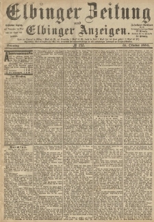 Elbinger Zeitung und Elbinger Anzeigen, Nr. 255 Sonntag 31. Oktober 1886