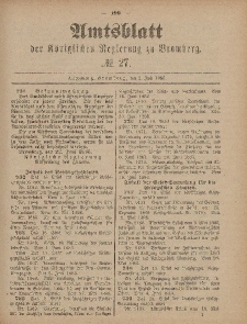 Amtsblatt der Königlichen Preußischen Regierung zu Bromberg, 2. Juli 1886, Nr. 27