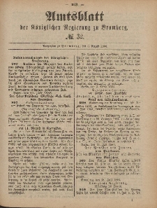 Amtsblatt der Königlichen Preußischen Regierung zu Bromberg, 6. August 1886, Nr. 32