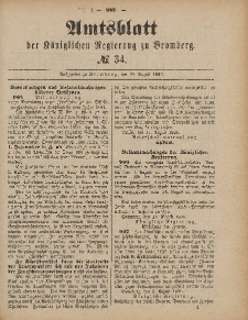 Amtsblatt der Königlichen Preußischen Regierung zu Bromberg, 20. August 1886, Nr. 34