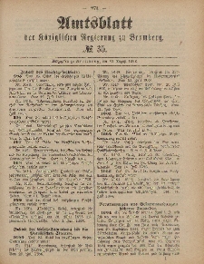 Amtsblatt der Königlichen Preußischen Regierung zu Bromberg, 27. August 1886, Nr. 35
