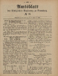 Amtsblatt der Königlichen Preußischen Regierung zu Bromberg, 3. September 1886, Nr. 36