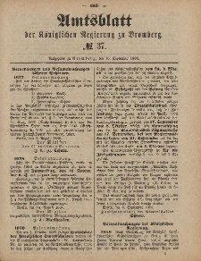 Amtsblatt der Königlichen Preußischen Regierung zu Bromberg, 10. September 1886, Nr. 37