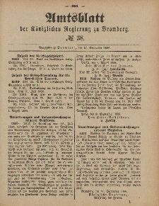 Amtsblatt der Königlichen Preußischen Regierung zu Bromberg, 17. September 1886, Nr. 38