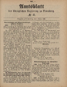 Amtsblatt der Königlichen Preußischen Regierung zu Bromberg, 8. Oktober 1886, Nr. 41