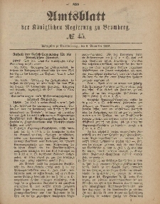 Amtsblatt der Königlichen Preußischen Regierung zu Bromberg, 5. November 1886, Nr. 45