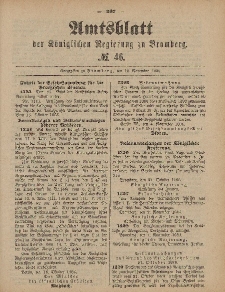 Amtsblatt der Königlichen Preußischen Regierung zu Bromberg, 12. November 1886, Nr. 46