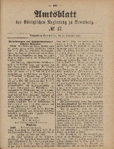 Amtsblatt der Königlichen Preußischen Regierung zu Bromberg, 19. November 1886, Nr. 47