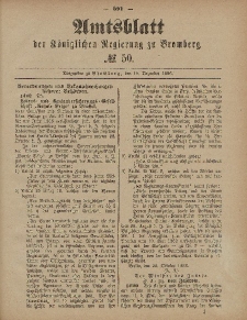 Amtsblatt der Königlichen Preußischen Regierung zu Bromberg, 10. Dezember 1886, Nr. 50