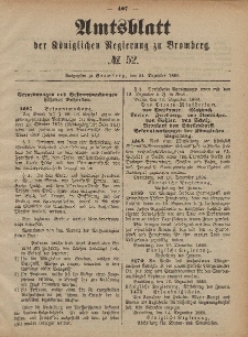 Amtsblatt der Königlichen Preußischen Regierung zu Bromberg, 24. Dezember 1886, Nr. 52