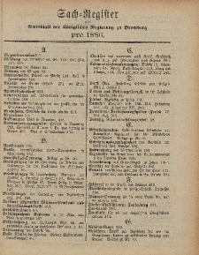 Amtsblatt der Königlichen Preußischen Regierung zu Bromberg, 1886 (Sach-Register)