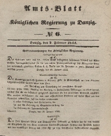 Amts-Blatt der Königlichen Regierung zu Danzig, 7. Februar 1844, Nr. 6
