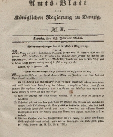Amts-Blatt der Königlichen Regierung zu Danzig, 14. Februar 1844, Nr. 7