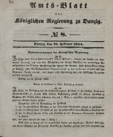Amts-Blatt der Königlichen Regierung zu Danzig, 21. Februar 1844, Nr. 8