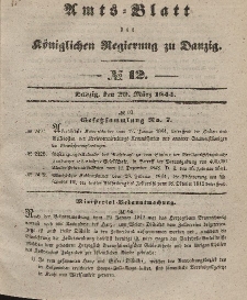 Amts-Blatt der Königlichen Regierung zu Danzig, 20. März 1844, Nr. 12