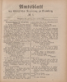Amtsblatt der Königlichen Preußischen Regierung zu Bromberg, 2. Januar 1885, Nr. 1