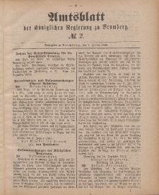 Amtsblatt der Königlichen Preußischen Regierung zu Bromberg, 9. Januar 1885, Nr. 2