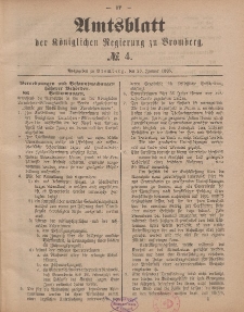 Amtsblatt der Königlichen Preußischen Regierung zu Bromberg, 23. Januar 1885, Nr. 4