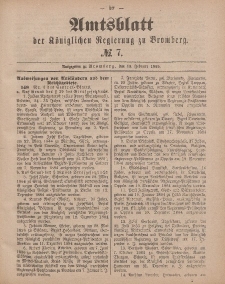 Amtsblatt der Königlichen Preußischen Regierung zu Bromberg, 13. Februar 1885, Nr. 7