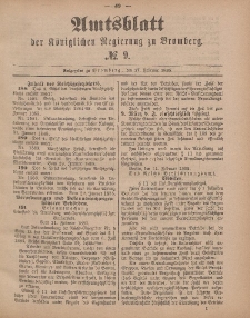 Amtsblatt der Königlichen Preußischen Regierung zu Bromberg, 27. Februar 1885, Nr. 9