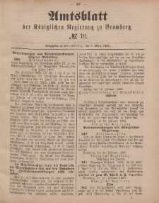 Amtsblatt der Königlichen Preußischen Regierung zu Bromberg, 6. März 1885, Nr. 10