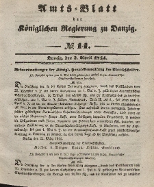 Amts-Blatt der Königlichen Regierung zu Danzig, 3. April 1844, Nr. 14