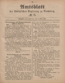 Amtsblatt der Königlichen Preußischen Regierung zu Bromberg, 13. März 1885, Nr. 11