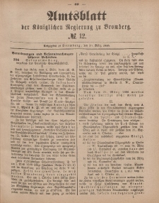 Amtsblatt der Königlichen Preußischen Regierung zu Bromberg, 20. März 1885, Nr. 12