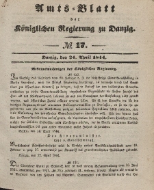 Amts-Blatt der Königlichen Regierung zu Danzig, 24. April 1844, Nr. 17