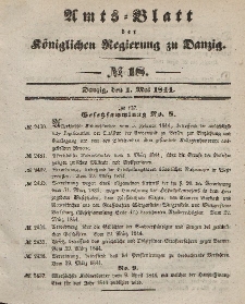 Amts-Blatt der Königlichen Regierung zu Danzig, 1. Mai 1844, Nr. 18
