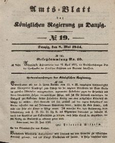 Amts-Blatt der Königlichen Regierung zu Danzig, 8. Mai 1844, Nr. 19