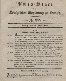 Amts-Blatt der Königlichen Regierung zu Danzig, 29. Mai 1844, Nr. 22
