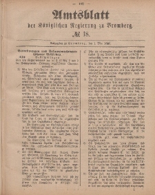 Amtsblatt der Königlichen Preußischen Regierung zu Bromberg, 1. Mai 1885, Nr. 18