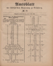 Amtsblatt der Königlichen Preußischen Regierung zu Bromberg, 9. Mai 1885, Nr. 19