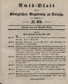 Amts-Blatt der Königlichen Regierung zu Danzig, 14. August 1844, Nr. 33