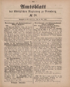 Amtsblatt der Königlichen Preußischen Regierung zu Bromberg, 15. Mai 1885, Nr. 20