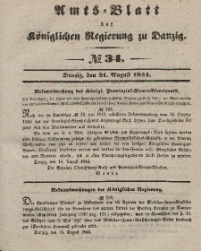 Amts-Blatt der Königlichen Regierung zu Danzig, 21. August 1844, Nr. 34