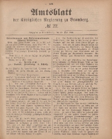 Amtsblatt der Königlichen Preußischen Regierung zu Bromberg, 29. Mai 1885, Nr. 22