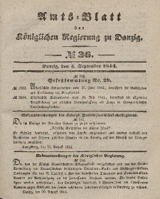 Amts-Blatt der Königlichen Regierung zu Danzig, 4. September 1844, Nr. 36